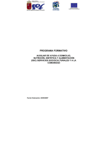 Auxiliar de ayuda a domicilio, nutrición, dietética y
