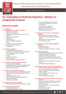 Tec. Especialista en Nutrición Deportiva + Monitor en Composición