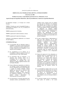 I (Artículos de publicación obligatoria) ORDENANZA (CE) 178/2002