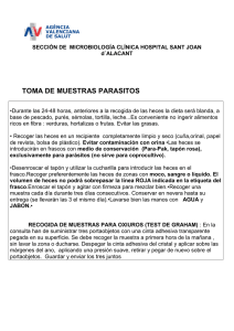 toma de muestras parasitos - Departamento de Salud Alicante Sant