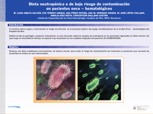 Dieta neutrop&eacute;nica o de bajo riesgo de contaminaci&oacute;n en pacientes