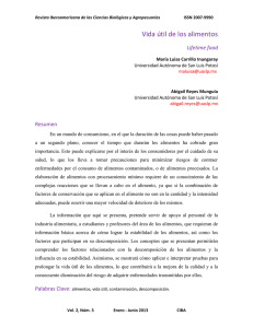 Vida &uacute;til de los alimentos - CIBA Revista Iberoamericana de las