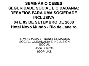 SEMINÁRIO CEBES SEGURIDADE SOCIAL E CIDADANIA