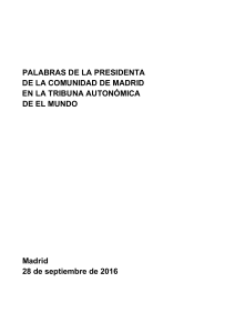 PALABRAS DE LA PRESIDENTA DE LA COMUNIDAD DE MADRID
