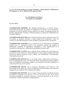 3- Ley No. 142-15 que instituye el Consejo Económico