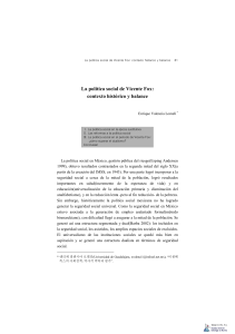 La pol&iacute;tica social de Vicente Fox: contexto hist&oacute;rico y balance