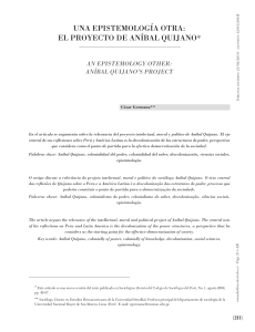 UNA ePISteMoloGÍA otrA: el ProYeCto De