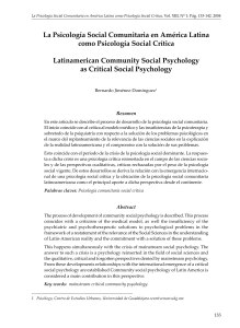 La Psicología Social Comunitaria en América Latina como