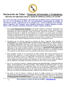 Declaración de Taller– “Sistemas Universales y Ciudadanía: