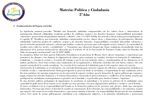 Materia: Política y Ciudadanía 5ºAño