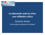 La educación ante la crisis: una reflexión crítica Antonio Antón