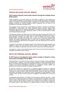 PRESS RELEASE SOCIAL MEDIA NOTA DE PRENSA SOCIAL
