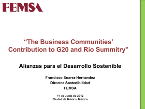 “The Business Communities` Contribution to G20 and Rio Summitry”