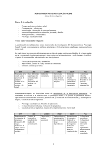 DEPARTAMENTO DE PSICOLOGÍA SOCIAL Líneas de