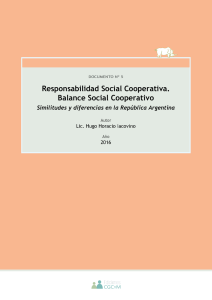 Responsabilidad Social Cooperativa. Balance Social