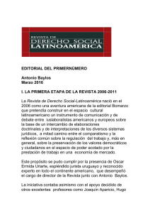 EDITORIAL DEL PRIMERNÚMERO Antonio Baylos Marzo 2016 I