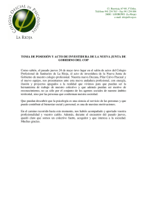 toma de posesión y acto de investidura de la nueva junta de