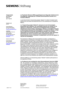 Comunicado de Prensa M&uacute;nich, 25.11.2014 La Fundaci&oacute;n Siemens