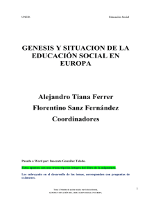 GENESIS Y SITUACION DE LA EDUCACIÓN SOCIAL EN EUROPA
