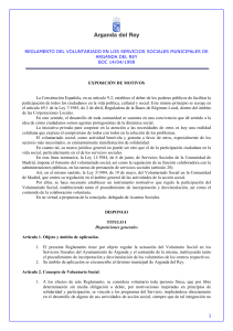 Reglamento del voluntariado en los servicios sociales municipales