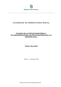 Cuadernos de Observatorio Social Dilemas de la Participación Social