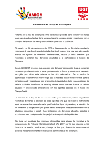 Valoración de la Ley de Extranjería - AMIC-UGT