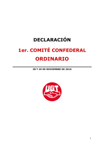 Declaración del I Comité Confederal Ordinario de UGT