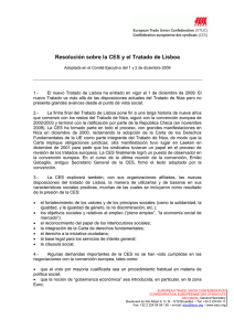 Resolución sobre la CES y el Tratado de Lisboa