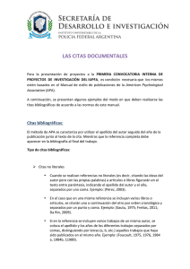 Manual de Citas Documentales. APA - IUPFA . Instituto Universitario
