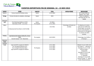 EVENTOS DEPORTIVOS FIN DE SEMANA: 14 &ndash; 15 NOV 2015