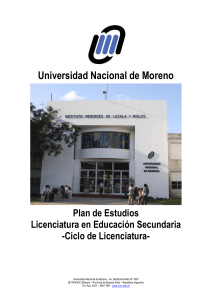 Plan de Estudios - Universidad Nacional de Moreno