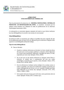 CITAS DOCUMENTALES. NORMAS APA Para la presentación de