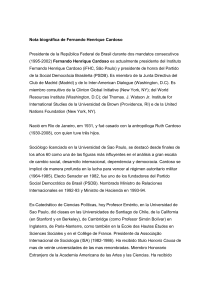 Nota biográfica de Fernando Henrique Cardoso Presidente de la