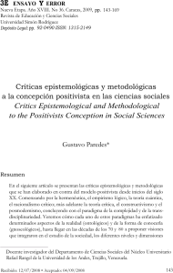Critics Epistemological and Methodological to the Positivists