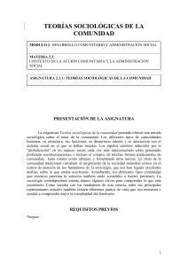 teorías sociológicas de la comunidad