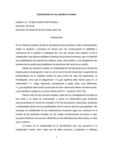 Cotidianidad en los estudios sociales Imparte: LLL. Rubén Camilo
