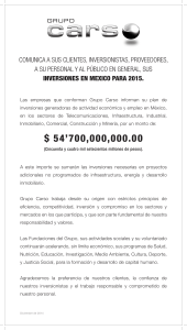 Grupo Carso. Inversiones en México para 2015