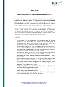 Convocatoria Coordinador de Comunicaciones para CHS Alternativo