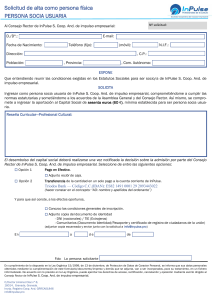 Solicitud de alta como persona física PERSONA SOCIA USUARIA