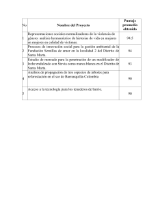 No Nombre del Proyecto Puntaje promedio obtenido 1