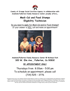 Medi-Cal and Food Stamps Eligibility Technician Thursdays from 8