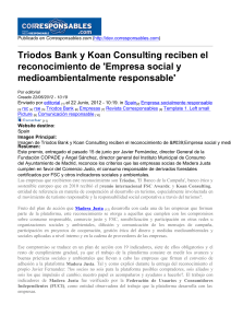 Triodos Bank y Koan Consulting reciben el reconocimiento de