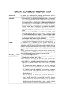 NORMATIVA DE LA ASISTENCIA PERSONAL EN GALICIA