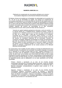 1 MASMOVIL IBERCOM, S.A. Publicación de complemento de