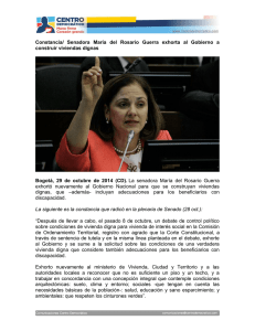 Senadora María del Rosario Guerra exhorta al Gobierno a construir