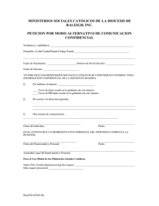 ministerios sociales catolicos de la diocesis de raleigh, inc. peticion
