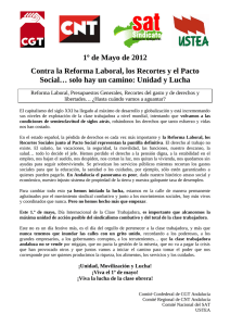 1º de Mayo de 2012 Contra la Reforma Laboral, los Recortes y el