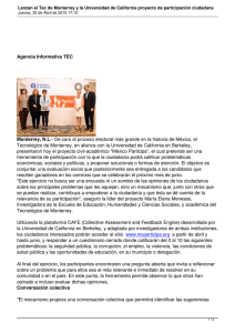 Lanzan el Tec de Monterrey y la Universidad de California proyecto