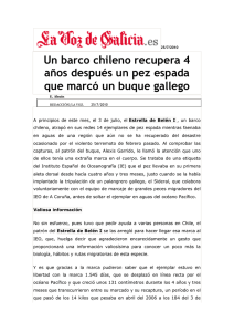 Un barco chileno recupera 4 años después un pez espada que