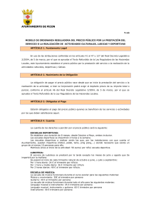 MODELO DE ORDENANZA REGULADORA DEL PRECIO P&Uacute;BLICO